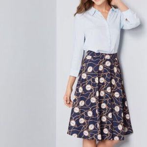 ModCloth Just this Sway Timepiece Clock Skirt SM